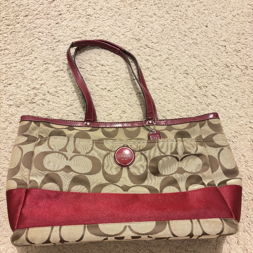 Vintage Coach Signature Diaper Bag - Red & Beige